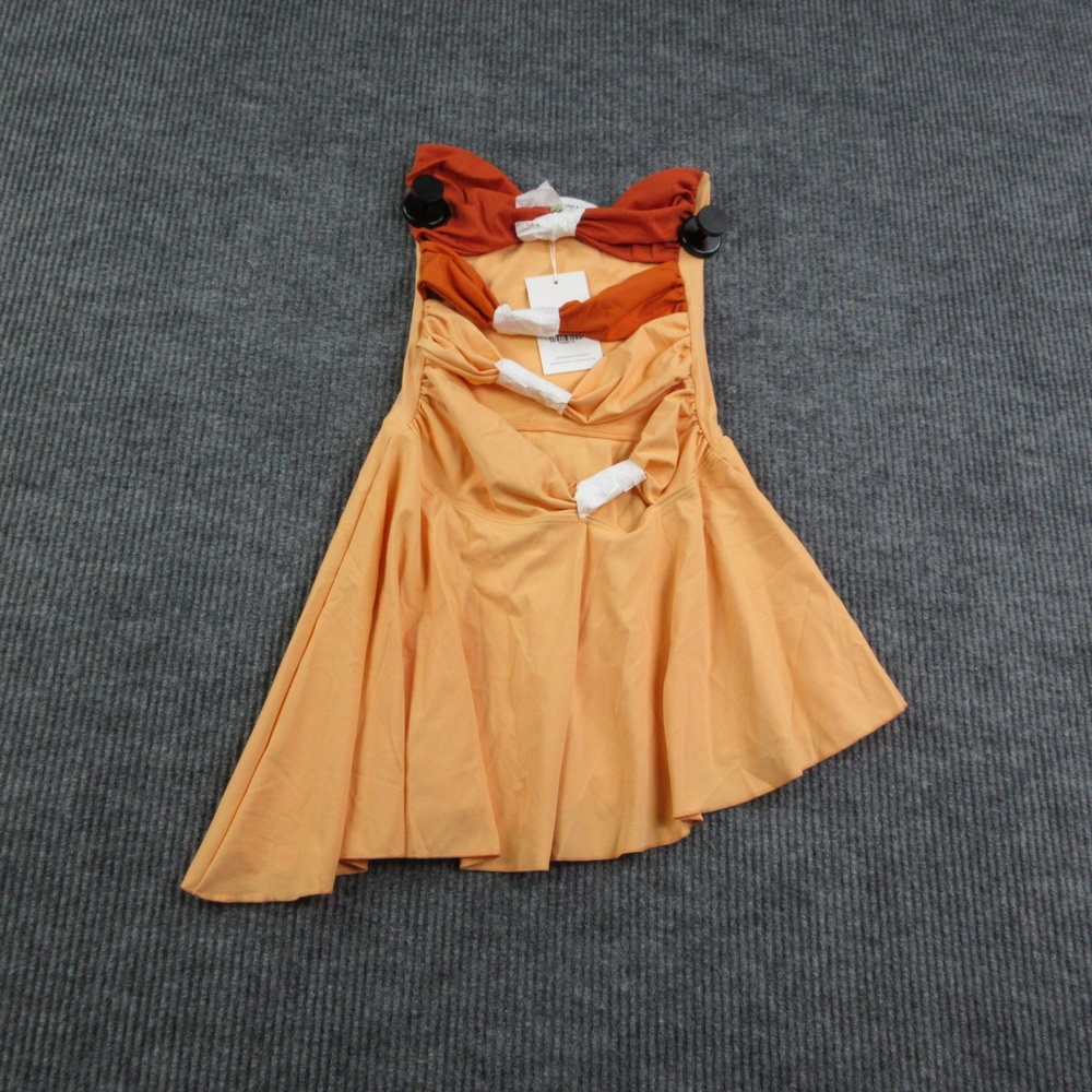 Outcast Dress Womens S Orange Fit & Flare Strapless Bow Lined Ariella Mini NWT